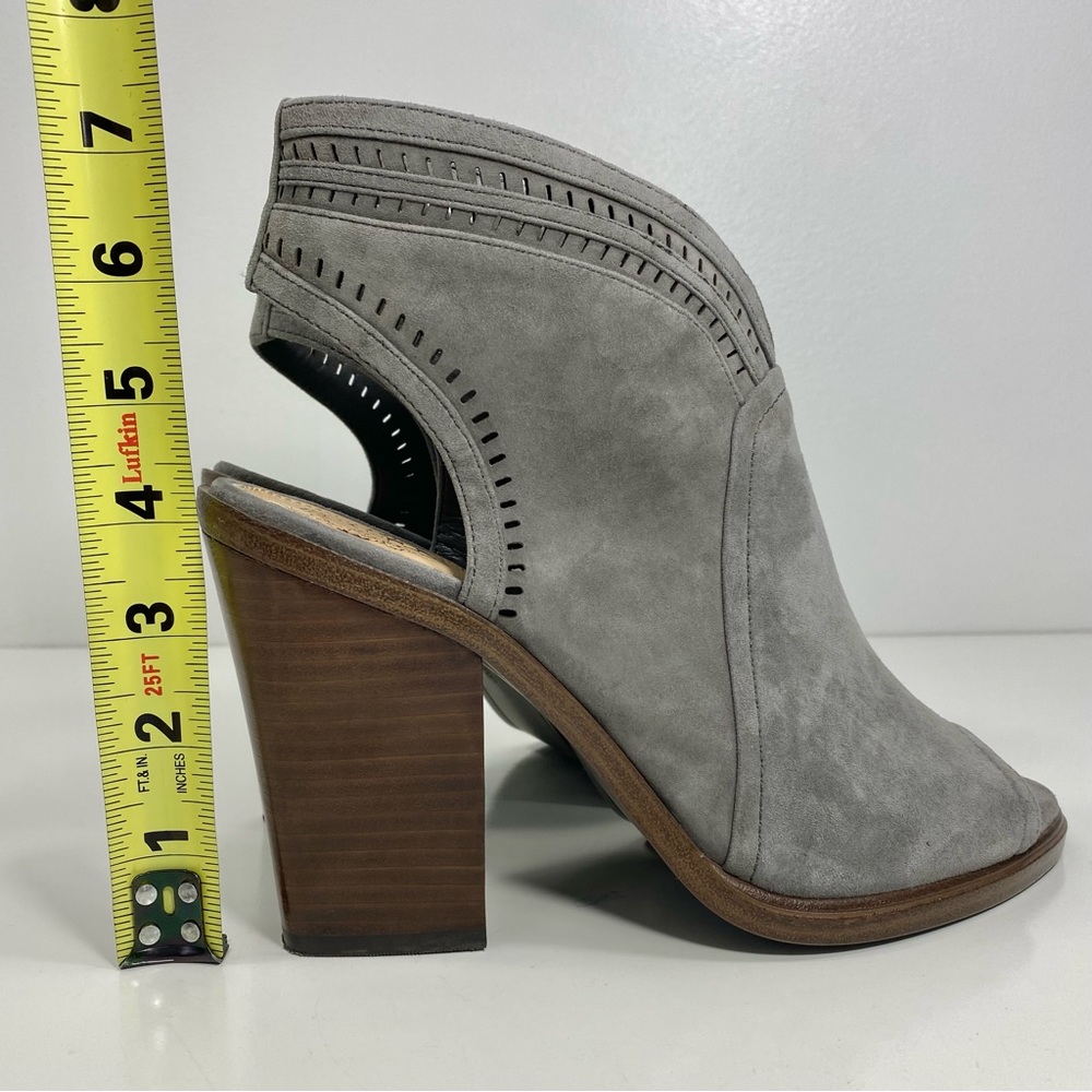 Vince Camuto Koral Gray Greystone Suede Perforated Open Toe Bootie Ankle Boots 9 - Picture 10 of 12